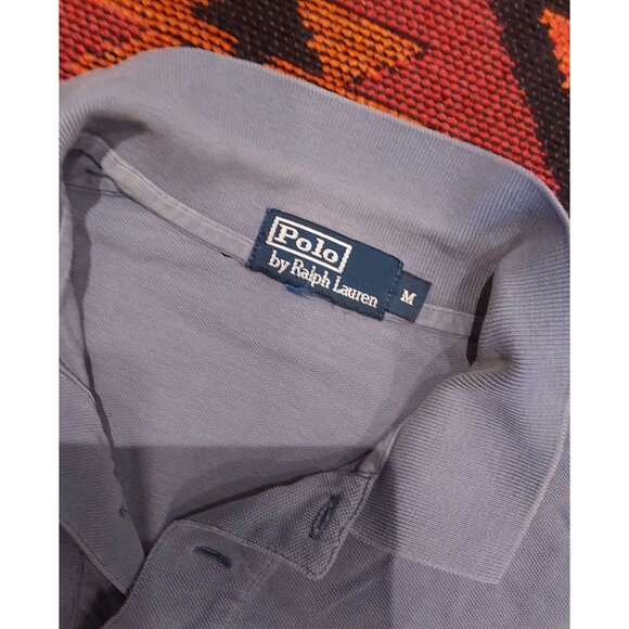 POLO Ralph Lauren Vintage Men's Cotton Blue Polo Orange Logo. Sz Medium - Picture 11 of 11